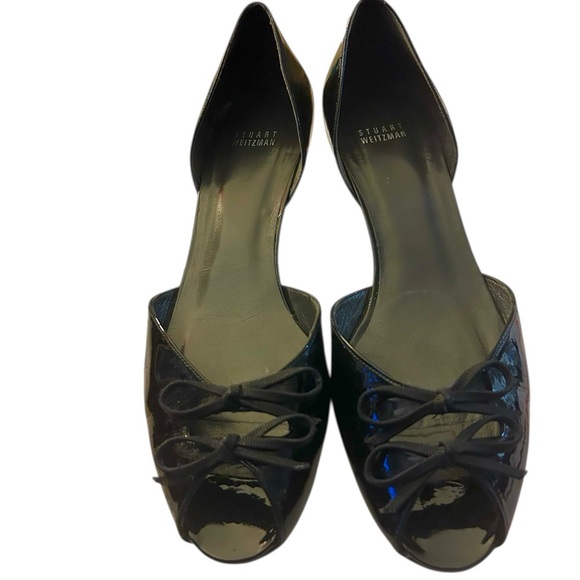 Stuart Weitzman Women's Black Size 11 Patent Leather Open Toe Kitten Heel - Picture 4 of 7
